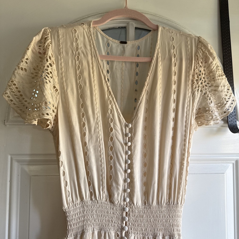 YFB Young Fabulous & Broke Costa Eyelet High Low Dress Ivory Medium - Picture 3 of 14